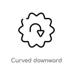 outline curved downward arrow vector icon. isolated black simple line element illustration from user interface concept. editable vector stroke curved downward arrow icon on white background