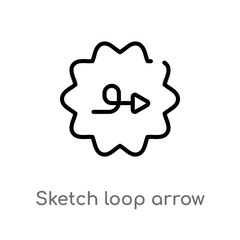 outline sketch loop arrow vector icon. isolated black simple line element illustration from user interface concept. editable vector stroke sketch loop arrow icon on white background
