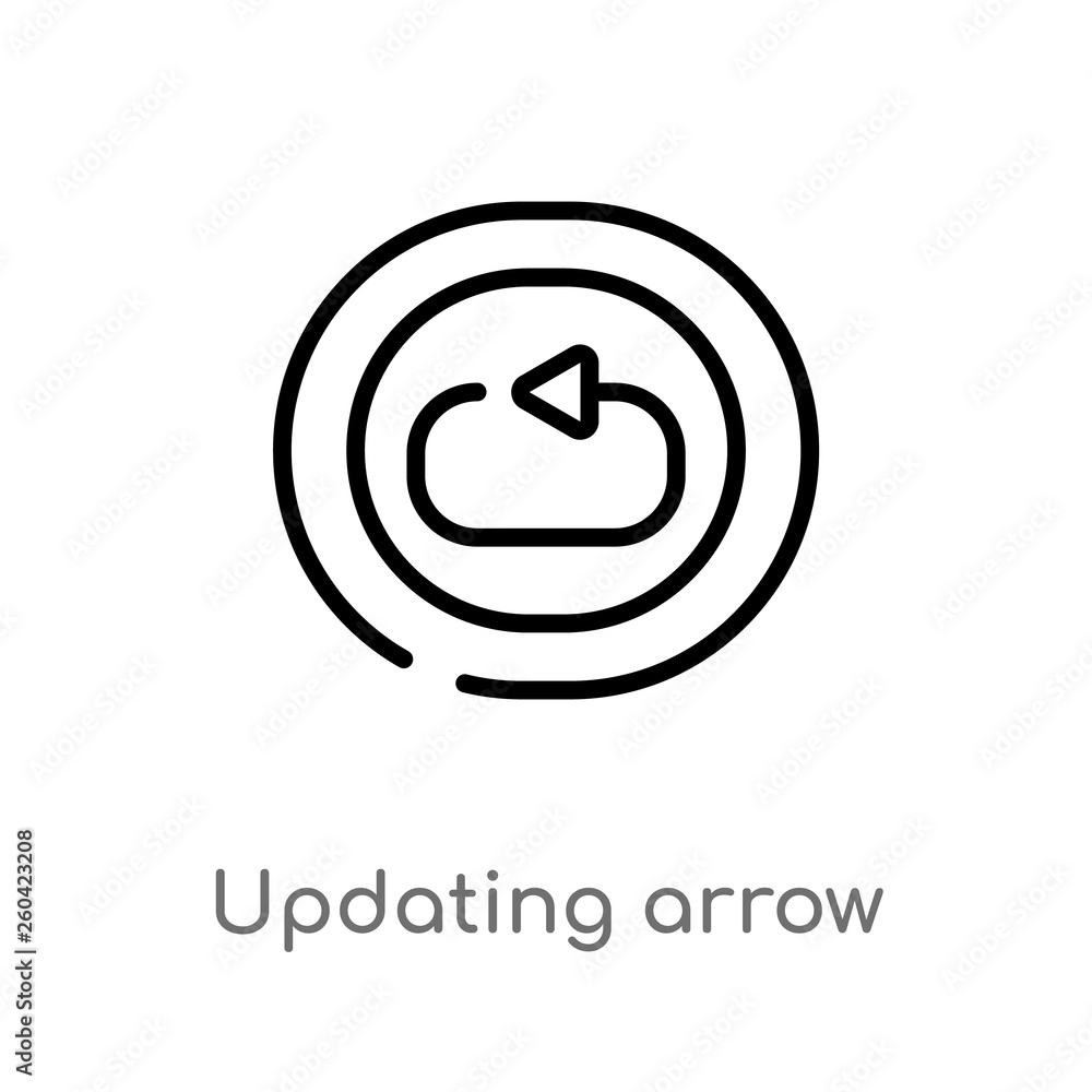 Poster outline updating arrow vector icon. isolated black simple line element illustration from user interf