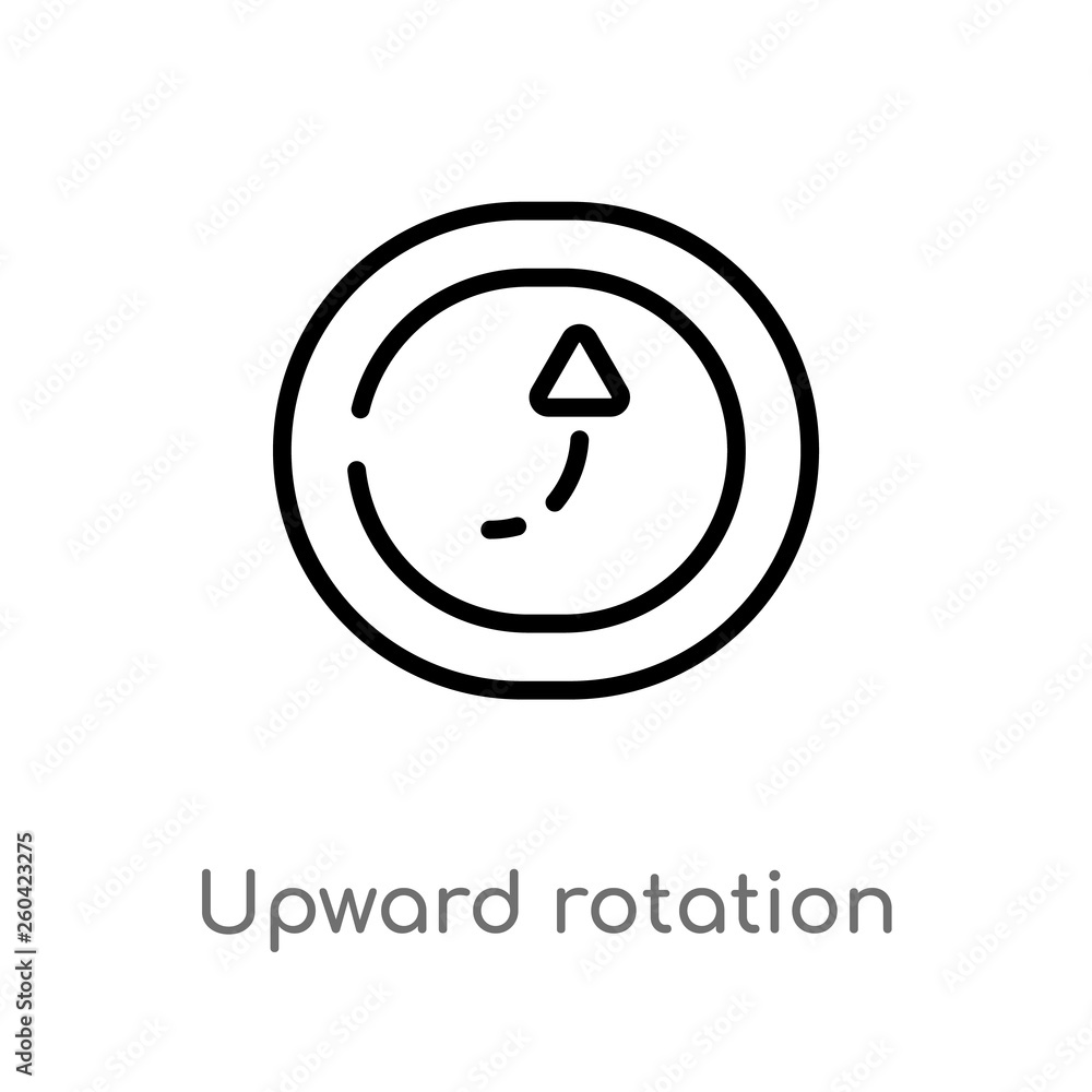 Poster outline upward rotation with broken line vector icon. isolated black simple line element illustratio