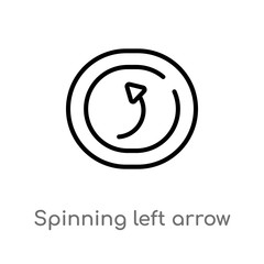 outline spinning left arrow vector icon. isolated black simple line element illustration from user interface concept. editable vector stroke spinning left arrow icon on white background