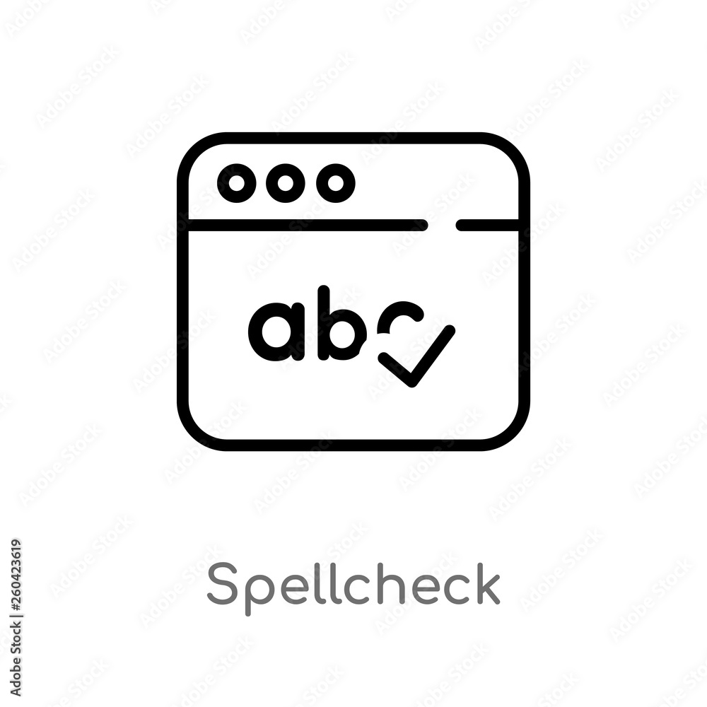 Poster outline spellcheck vector icon. isolated black simple line element illustration from user interface 