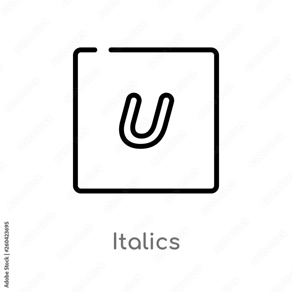 Poster outline italics vector icon. isolated black simple line element illustration from user interface con