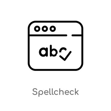 outline spellcheck vector icon. isolated black simple line element illustration from user interface concept. editable vector stroke spellcheck icon on white background