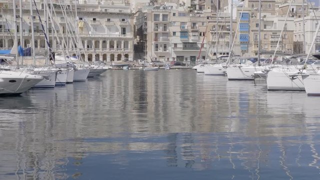 Tilt Shot of Yachts and Sailboats in Bormla Harbour, Malta