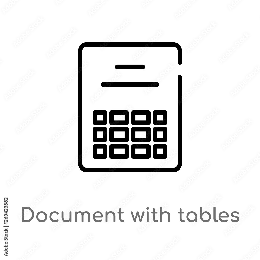 Poster outline document with tables vector icon. isolated black simple line element illustration from user 
