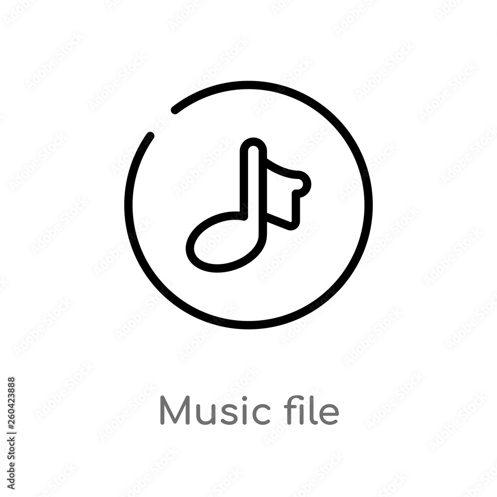 Poster outline music file vector icon. isolated black simple line element illustration from user interface 