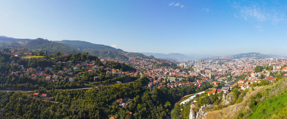 Fototapeta na wymiar View from the high point to Sarajevo in the morning. Bosnia and Herzegovina