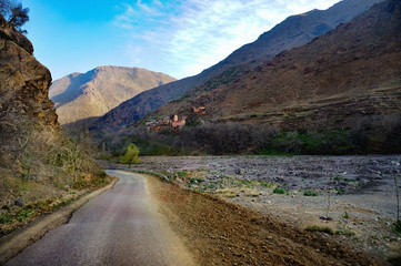 Asphalt road bend in Morocco