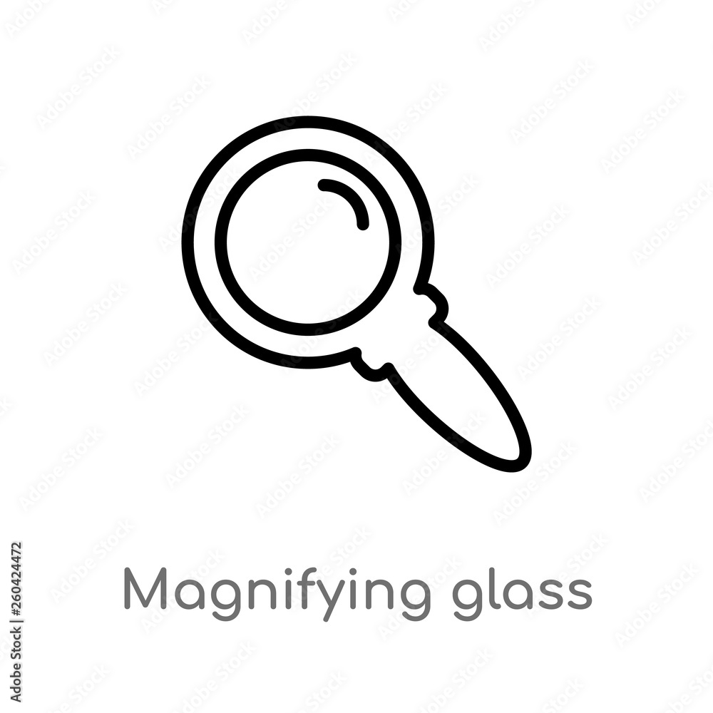 Poster outline magnifying glass search button vector icon. isolated black simple line element illustration 