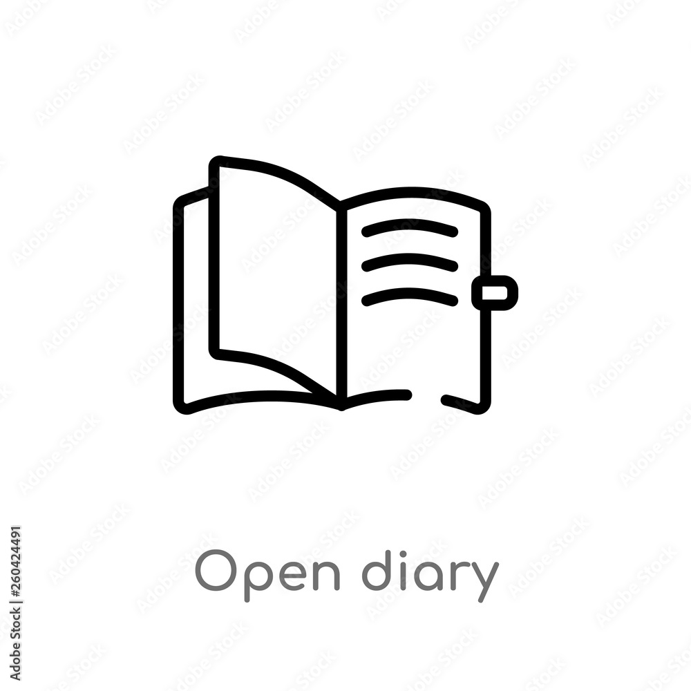 Poster outline open diary vector icon. isolated black simple line element illustration from user interface 