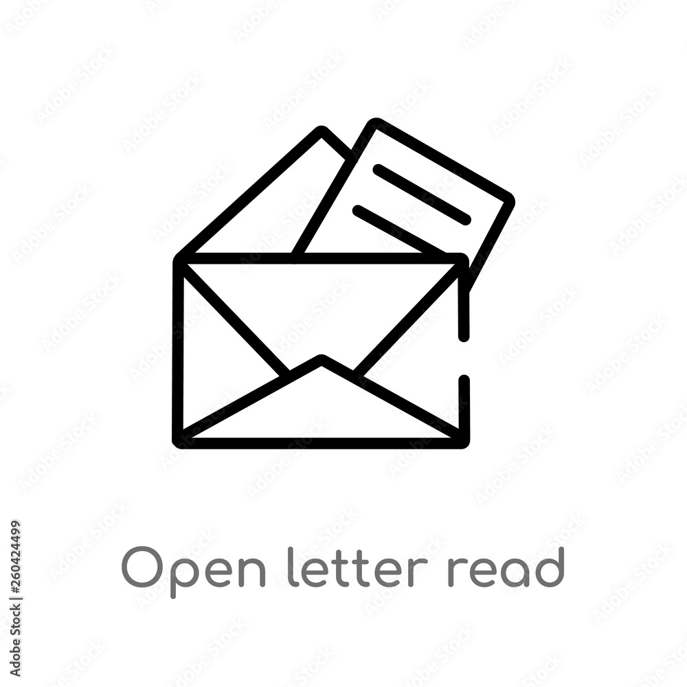 Poster outline open letter read email vector icon. isolated black simple line element illustration from use