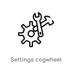 outline settings cogwheel button vector icon. isolated black simple line element illustration from user interface concept. editable vector stroke settings cogwheel button icon on white background