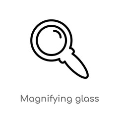 outline magnifying glass search button vector icon. isolated black simple line element illustration from user interface concept. editable vector stroke magnifying glass search button icon on white