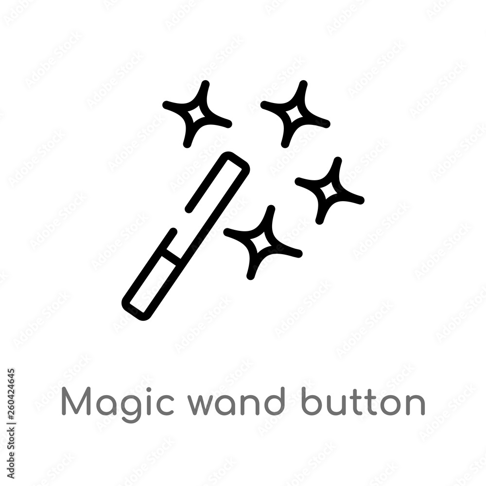 Poster outline magic wand button vector icon. isolated black simple line element illustration from user int