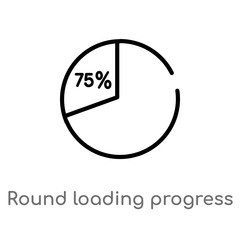 outline round loading progress vector icon. isolated black simple line element illustration from user interface concept. editable vector stroke round loading progress icon on white background