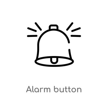 outline alarm button vector icon. isolated black simple line element illustration from user interface concept. editable vector stroke alarm button icon on white background