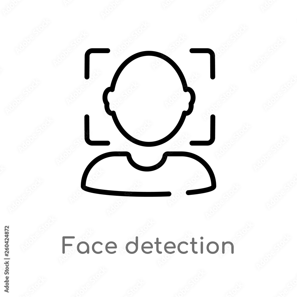 Poster outline face detection vector icon. isolated black simple line element illustration from user interf