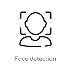 outline face detection vector icon. isolated black simple line element illustration from user interface concept. editable vector stroke face detection icon on white background