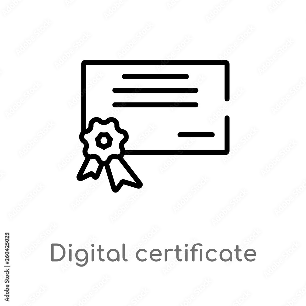 Poster outline digital certificate vector icon. isolated black simple line element illustration from user i