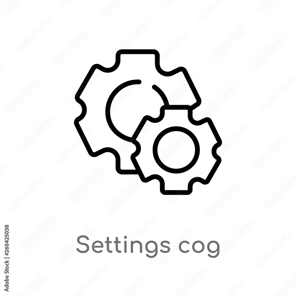 Poster outline settings cog vector icon. isolated black simple line element illustration from user interfac