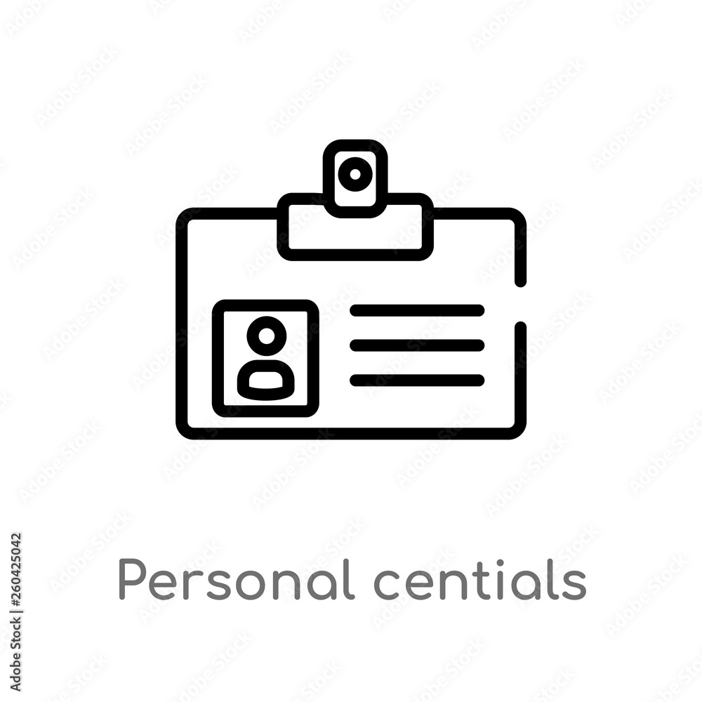 Poster outline personal centials vector icon. isolated black simple line element illustration from user int
