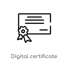 outline digital certificate vector icon. isolated black simple line element illustration from user interface concept. editable vector stroke digital certificate icon on white background