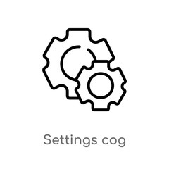 outline settings cog vector icon. isolated black simple line element illustration from user interface concept. editable vector stroke settings cog icon on white background