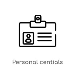 outline personal centials vector icon. isolated black simple line element illustration from user interface concept. editable vector stroke personal centials icon on white background