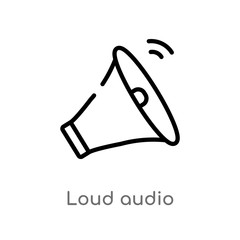 outline loud audio vector icon. isolated black simple line element illustration from user interface concept. editable vector stroke loud audio icon on white background