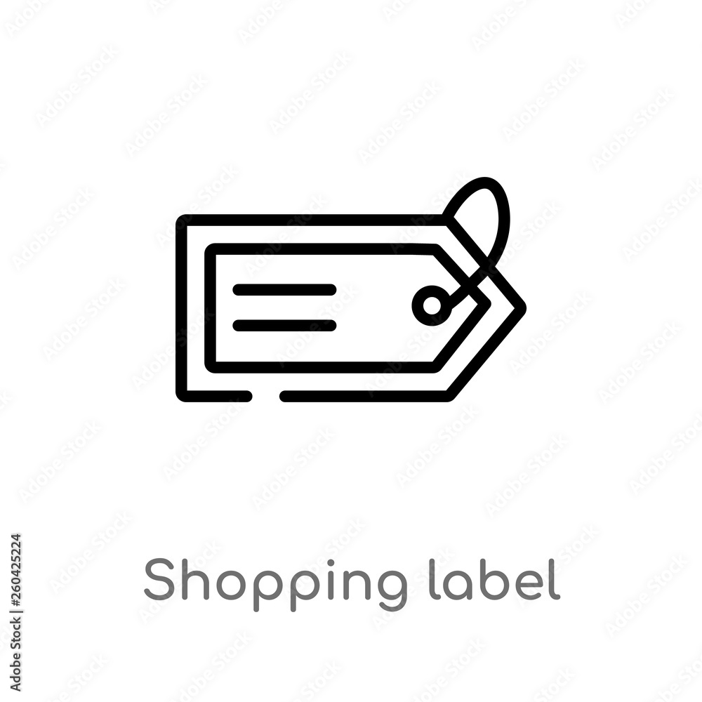 Poster outline shopping label vector icon. isolated black simple line element illustration from user interf