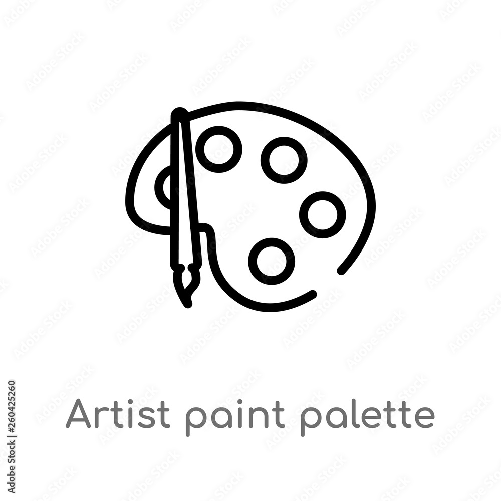 Poster outline artist paint palette vector icon. isolated black simple line element illustration from user 