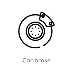 outline car brake vector icon. isolated black simple line element illustration from car parts concept. editable vector stroke car brake icon on white background