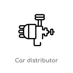 outline car distributor vector icon. isolated black simple line element illustration from car parts concept. editable vector stroke car distributor icon on white background