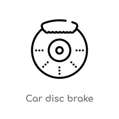 outline car disc brake vector icon. isolated black simple line element illustration from car parts concept. editable vector stroke car disc brake icon on white background