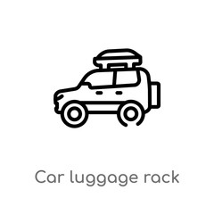 Obraz premium outline car luggage rack vector icon. isolated black simple line element illustration from car parts concept. editable vector stroke car luggage rack icon on white background