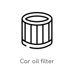 outline car oil filter vector icon. isolated black simple line element illustration from car parts concept. editable vector stroke car oil filter icon on white background