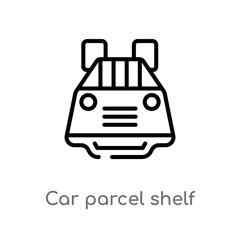 outline car parcel shelf vector icon. isolated black simple line element illustration from car parts concept. editable vector stroke car parcel shelf icon on white background