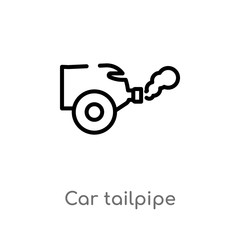 outline car tailpipe vector icon. isolated black simple line element illustration from car parts concept. editable vector stroke car tailpipe icon on white background