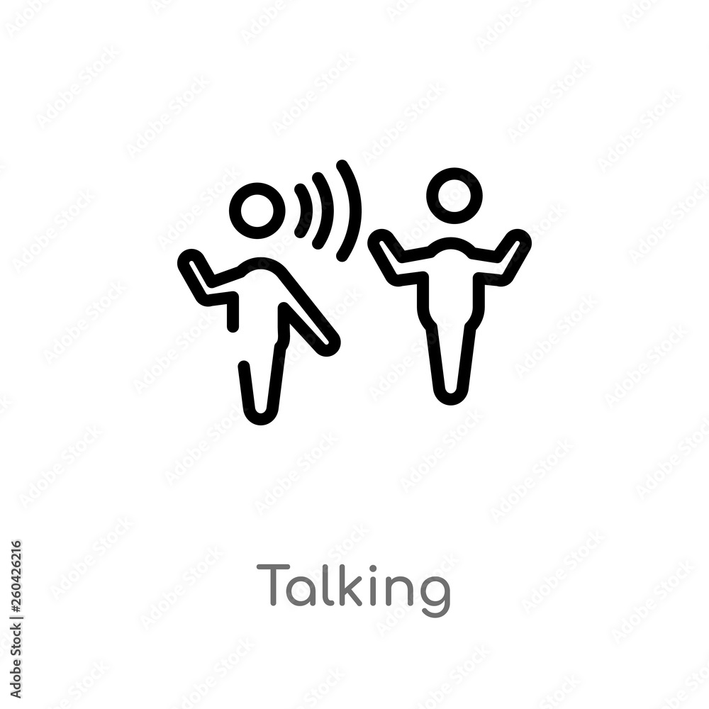 Poster outline talking vector icon. isolated black simple line element illustration from communication conc