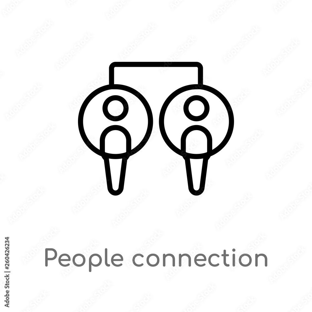 Poster outline people connection vector icon. isolated black simple line element illustration from communic