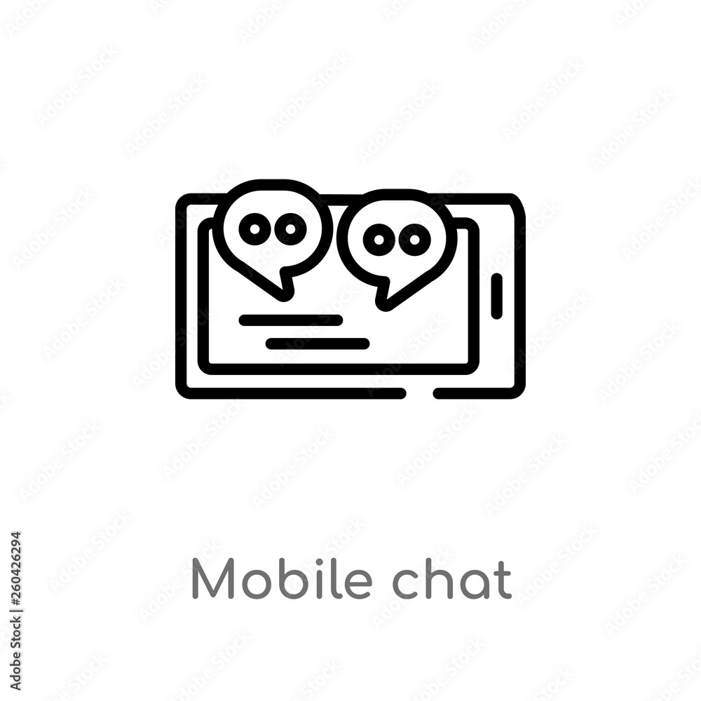 Poster outline mobile chat vector icon. isolated black simple line element illustration from communication 