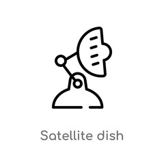 outline satellite dish vector icon. isolated black simple line element illustration from communication concept. editable vector stroke satellite dish icon on white background