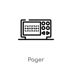 outline pager vector icon. isolated black simple line element illustration from communication concept. editable vector stroke pager icon on white background