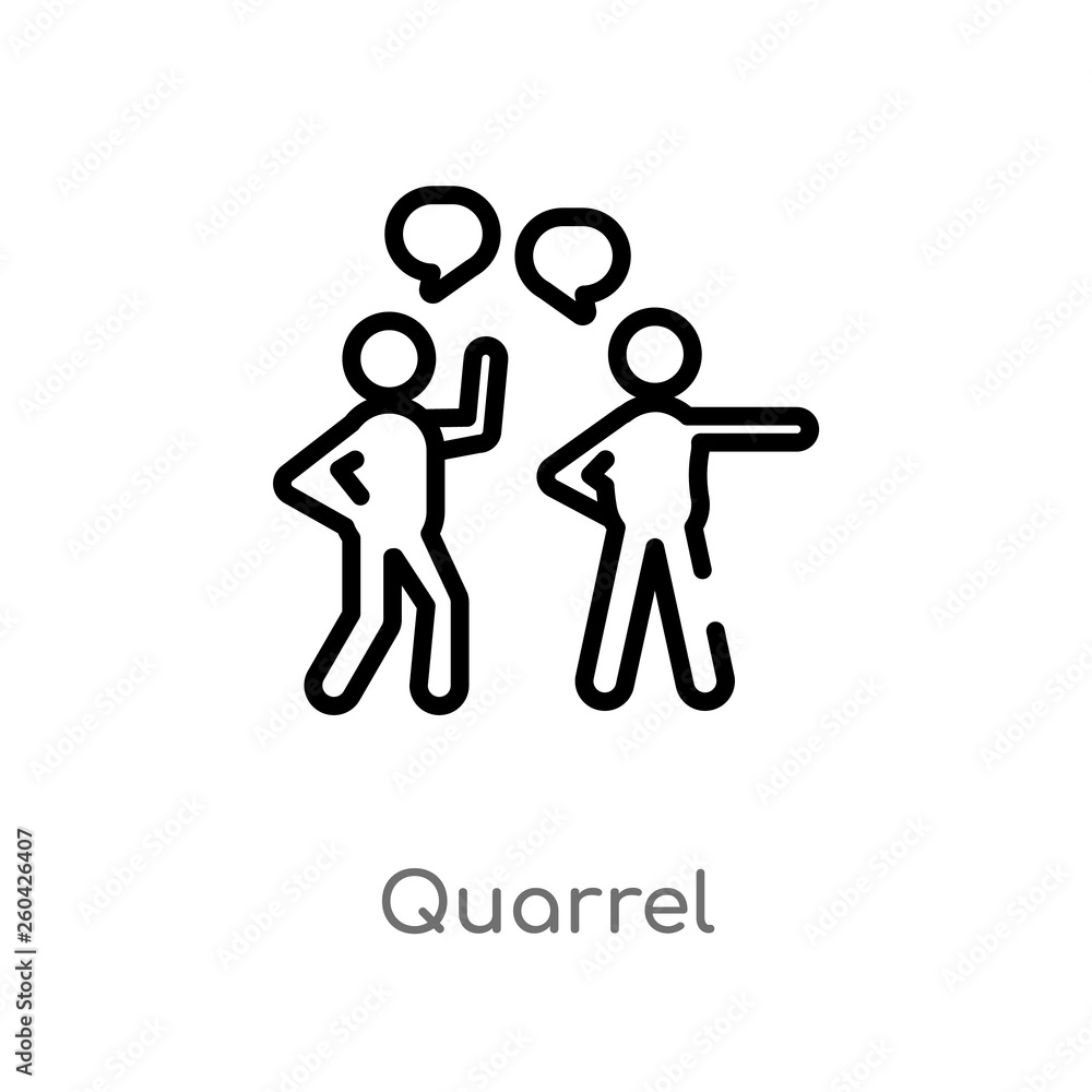 Aufkleber outline quarrel vector icon. isolated black simple line element illustration from communication conc