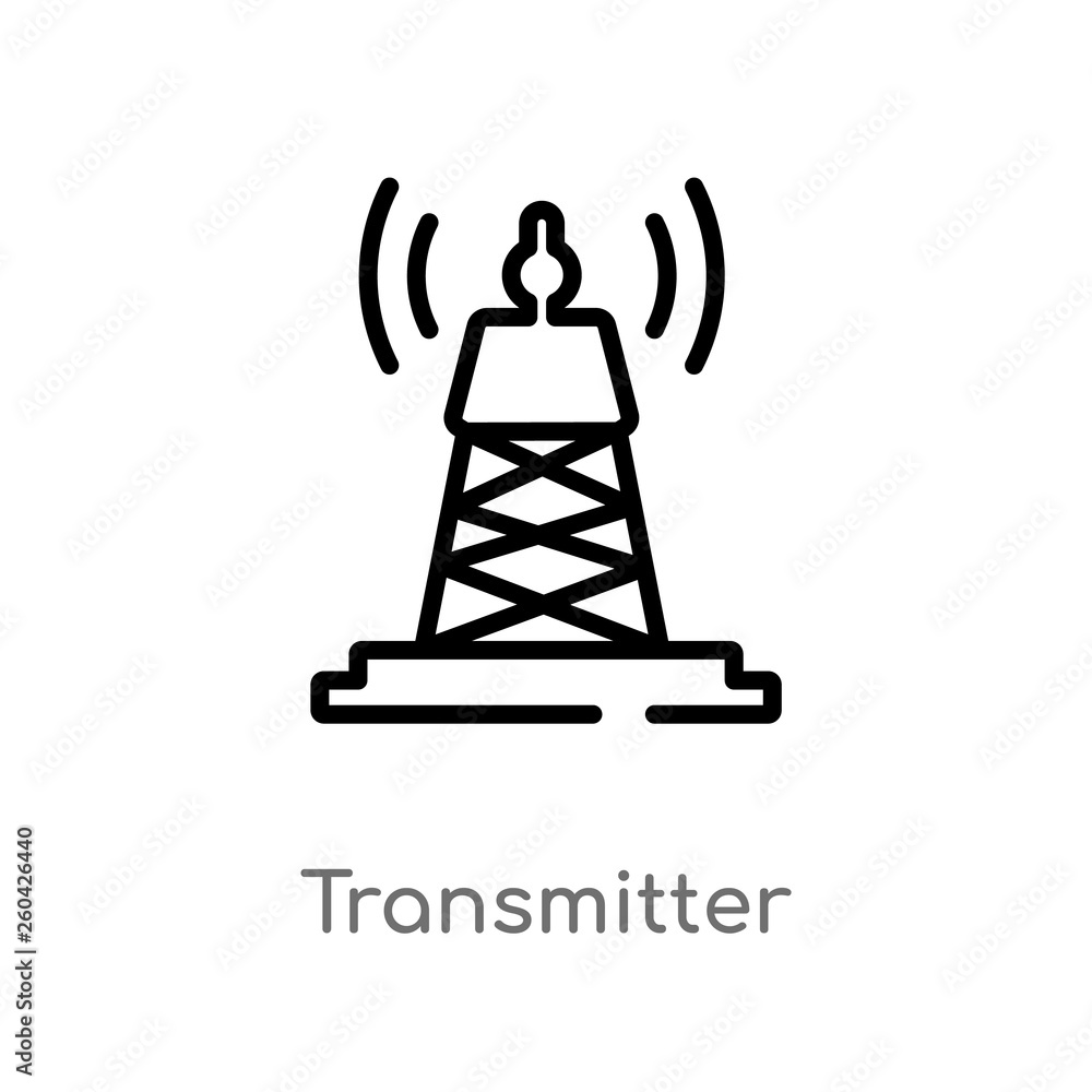 Aufkleber outline transmitter vector icon. isolated black simple line element illustration from communication 