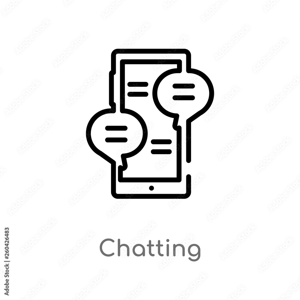 Poster outline chatting vector icon. isolated black simple line element illustration from communication con
