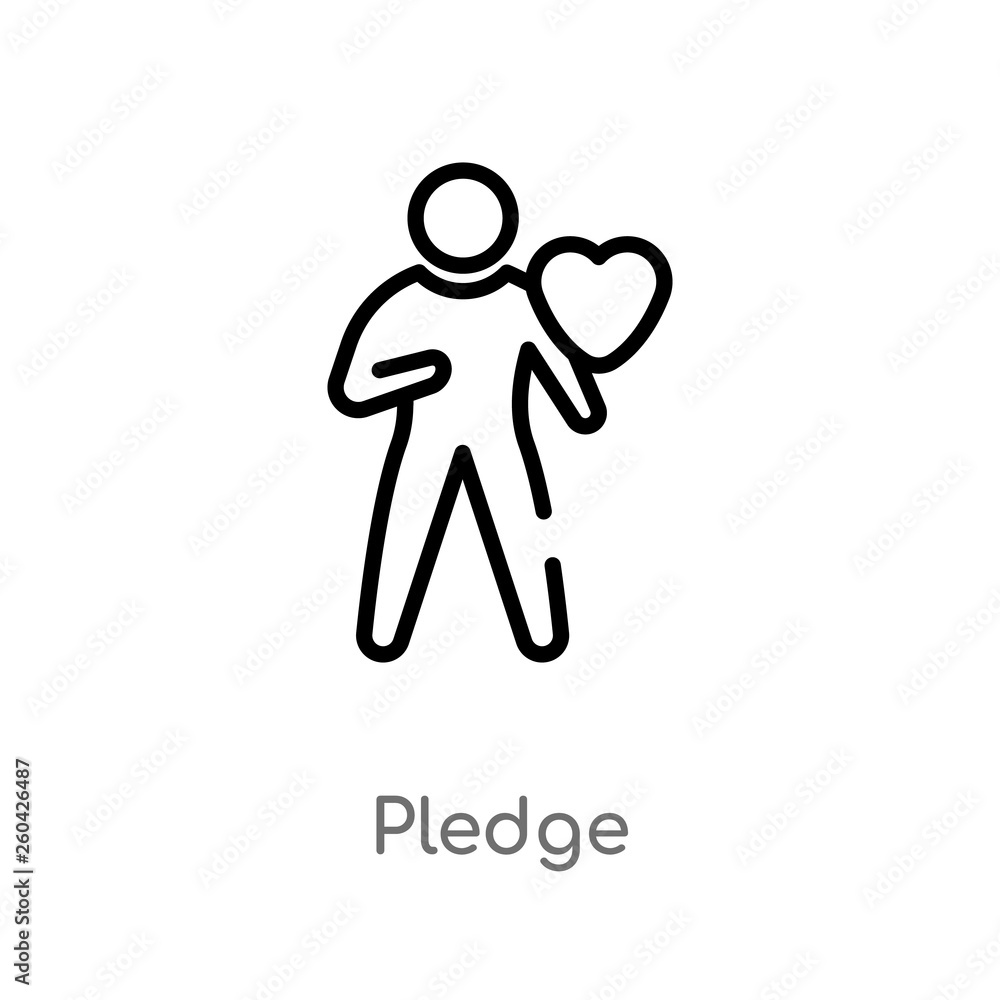 Poster outline pledge vector icon. isolated black simple line element illustration from crowdfunding concep