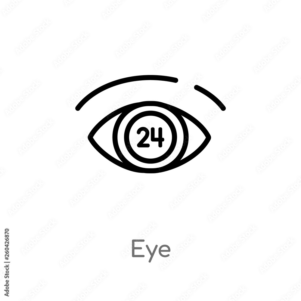 Poster outline eye vector icon. isolated black simple line element illustration from customer service conce