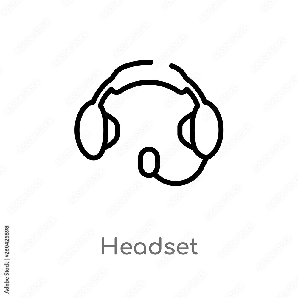 Poster outline headset vector icon. isolated black simple line element illustration from customer service c